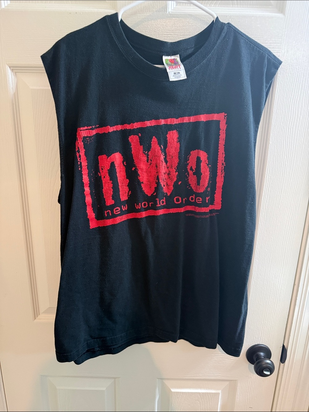 Vintage Black Sleeveless Tee with Red nWo Logo